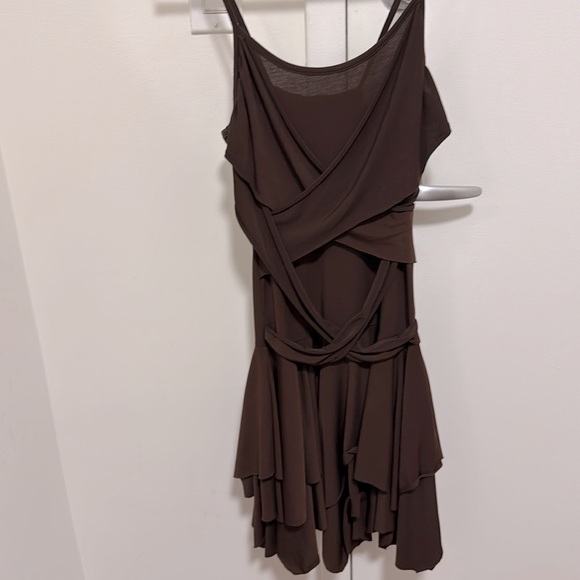 Dass & Co. Paris Brown Draped High Low Dress with Spaghetti Straps. Size 4. - Picture 1 of 4